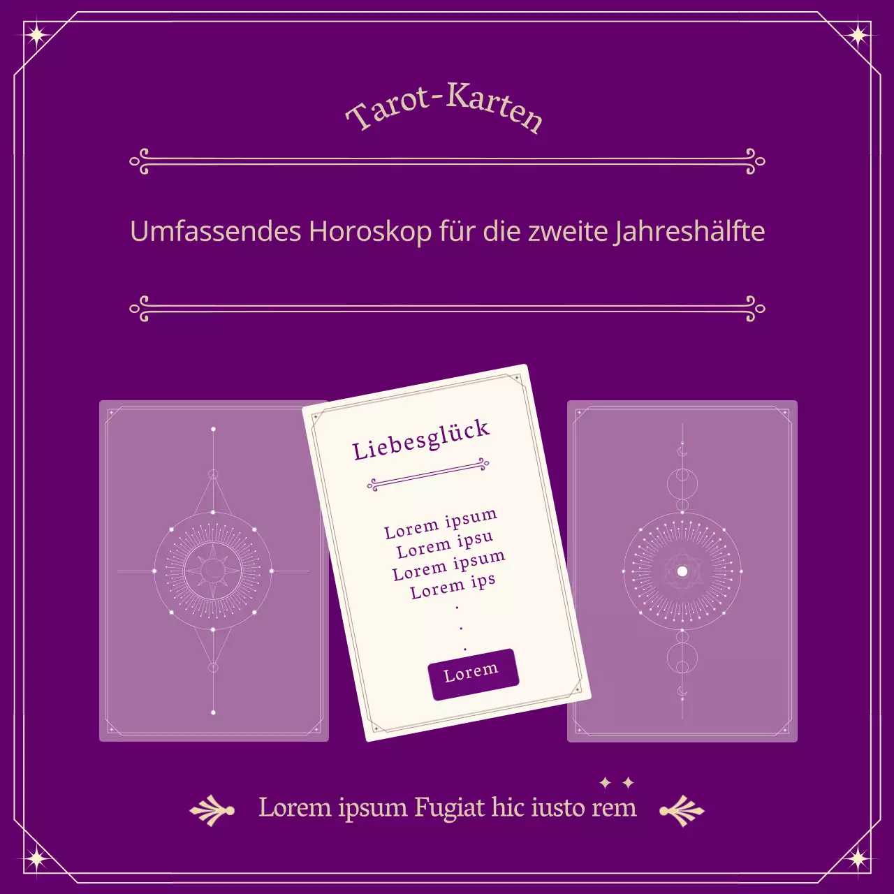 Zweite Hälfte Horoskop mit lila Tarotkarte Illustration Konzept