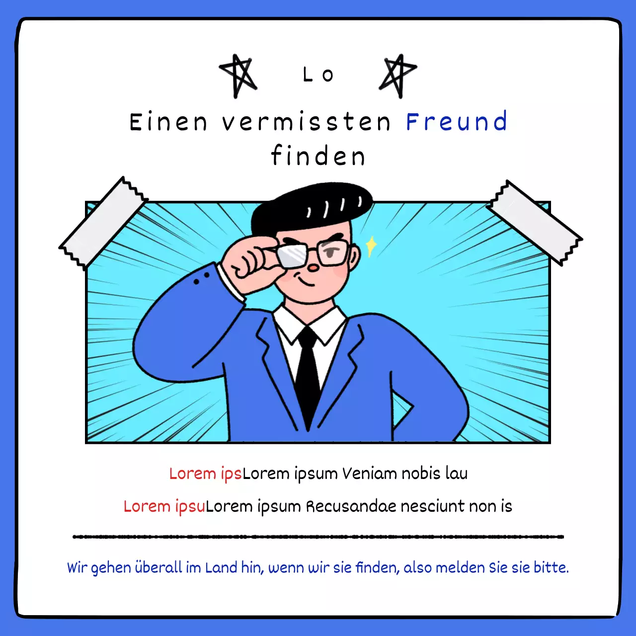 Blau komisch Cartoon handschriftliche Tapete Konzept Freund Jobangebot tumblr