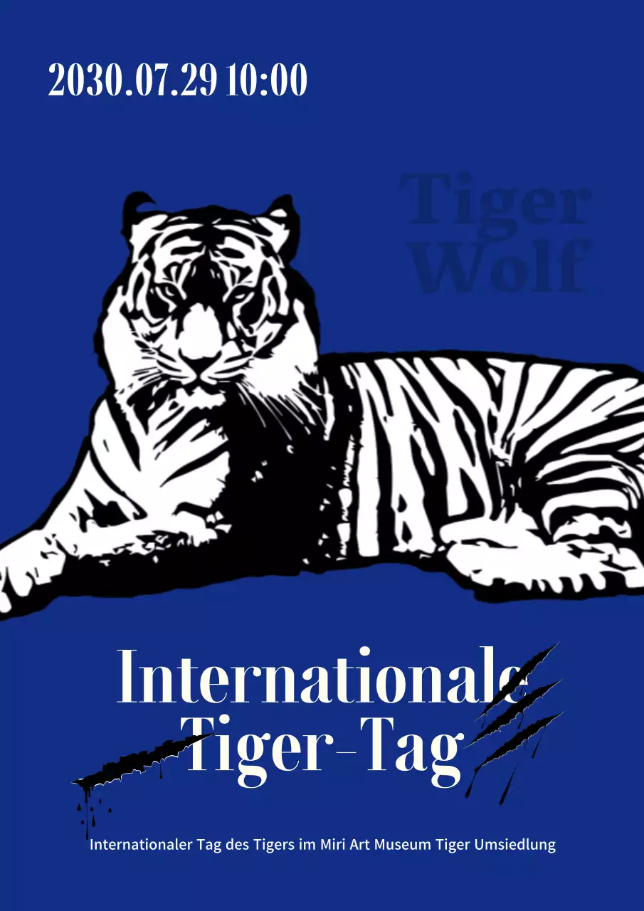 Werben Sie für den Tiger Day mit einem Hauch von Blau