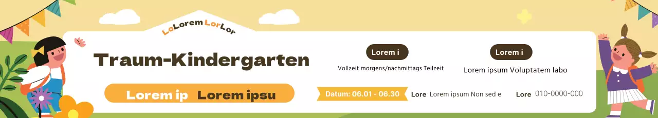 Gelbe Illustration niedlichen Kindergarten Rekrutierung Förderung