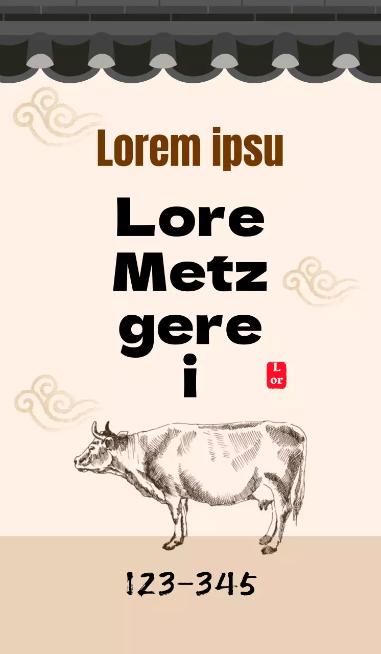 Traditionelles Konzept einer Metzgerei in einem beige gefliesten Haus