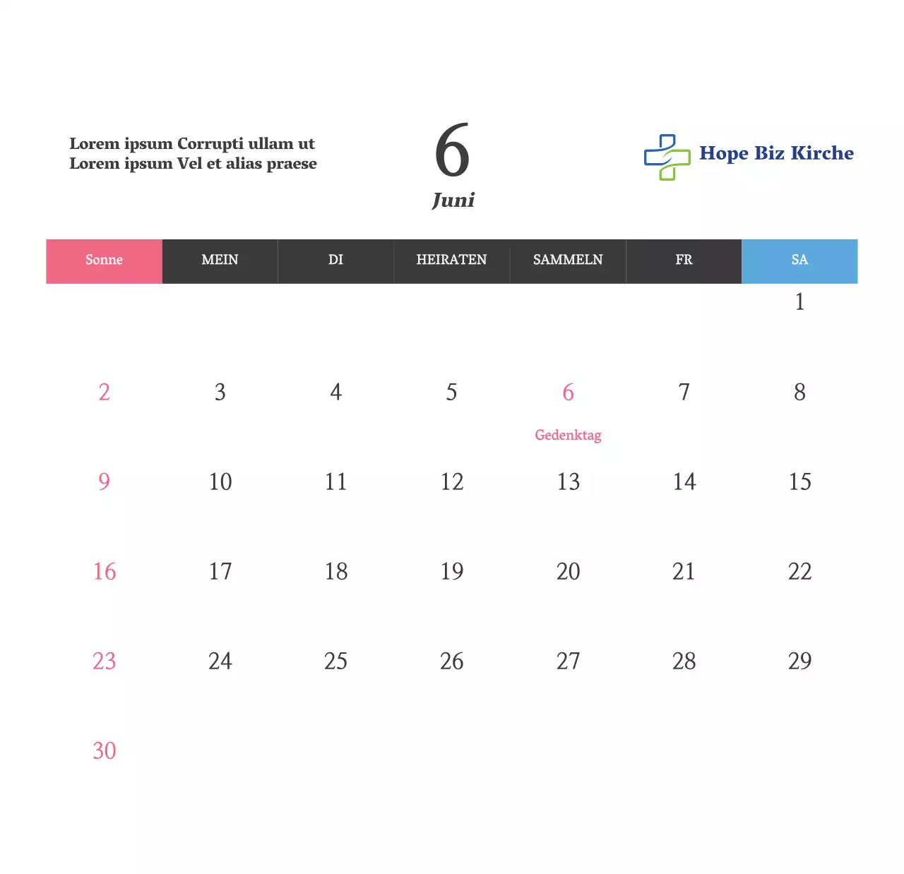 Einfacher Bibelvers-Kirchen-Tischkalender