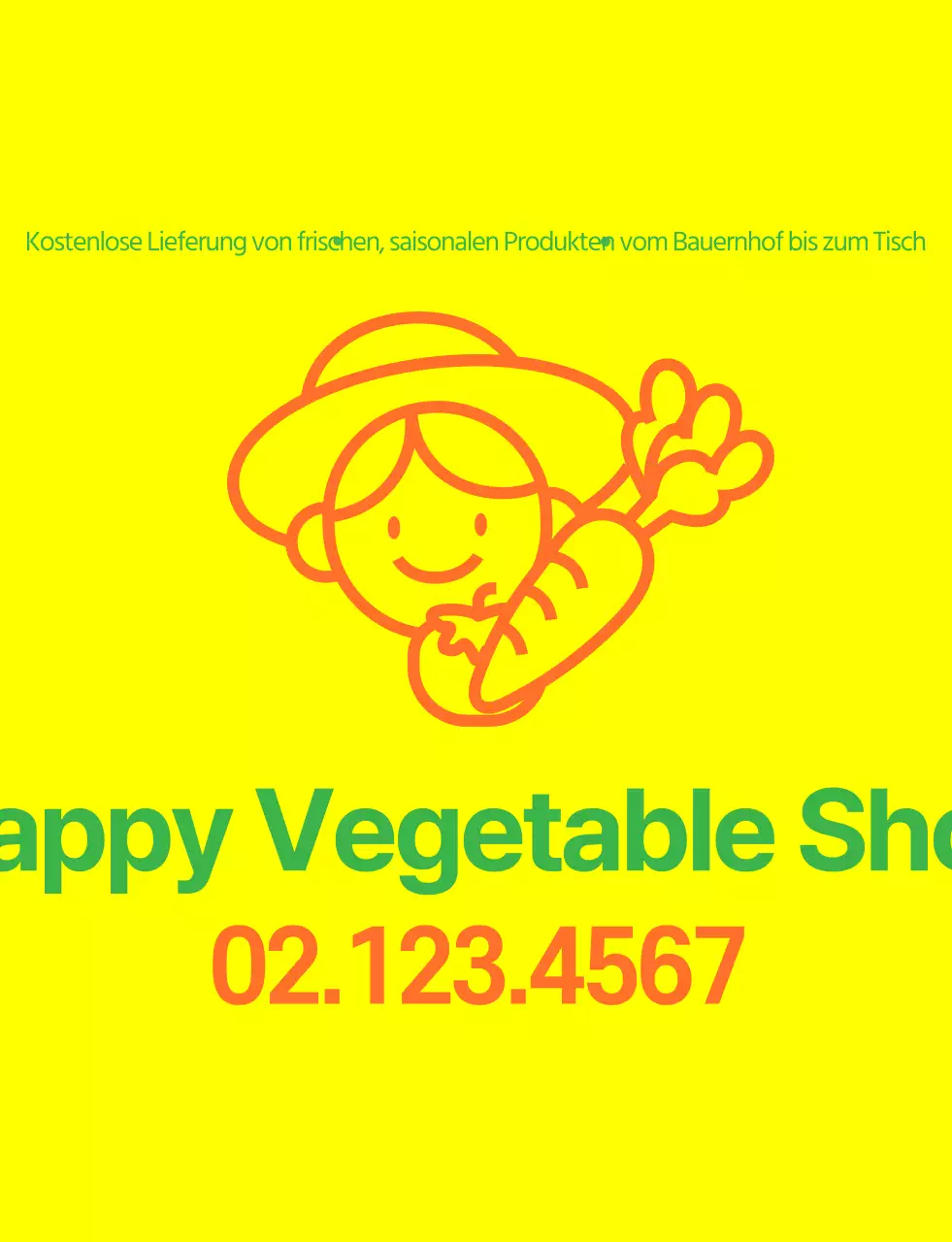 Gemüseladen-Weste mit einfacher Linienillustration in Gelb, Grün und Orange