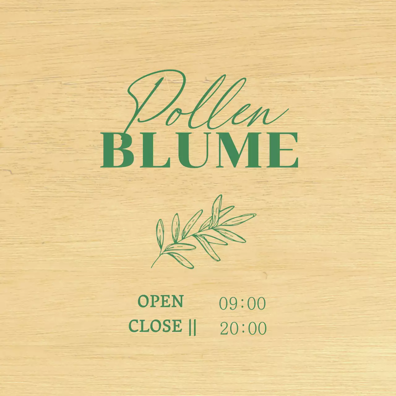 Blumenladen-Design mit grünen, handskizzierten botanischen Illustrationen