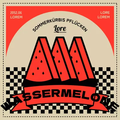 Retro-Konzept Wassermelone Kommissionierung in beige und rot