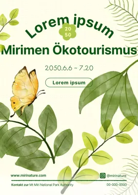 Ökotourismus mit grünen Blattillustrationen
