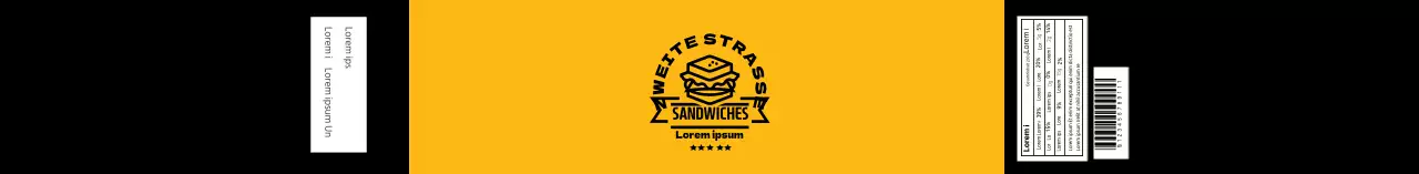 Schwarz und gelb Illustration Logo Hamburger Etikett