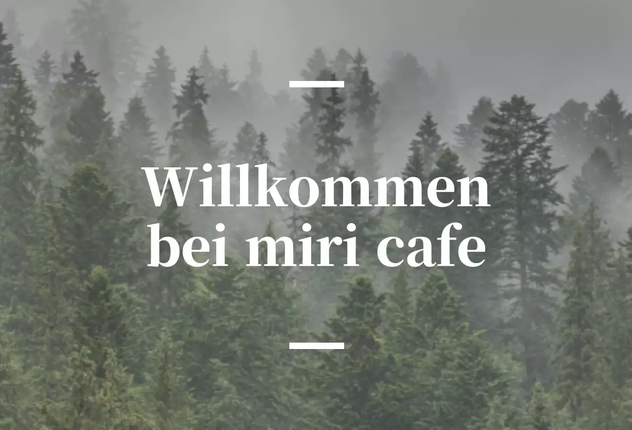 Englischsprachiges Cafe Balsa mit sentimentaler Beschilderung mit einem Foto eines Waldes.