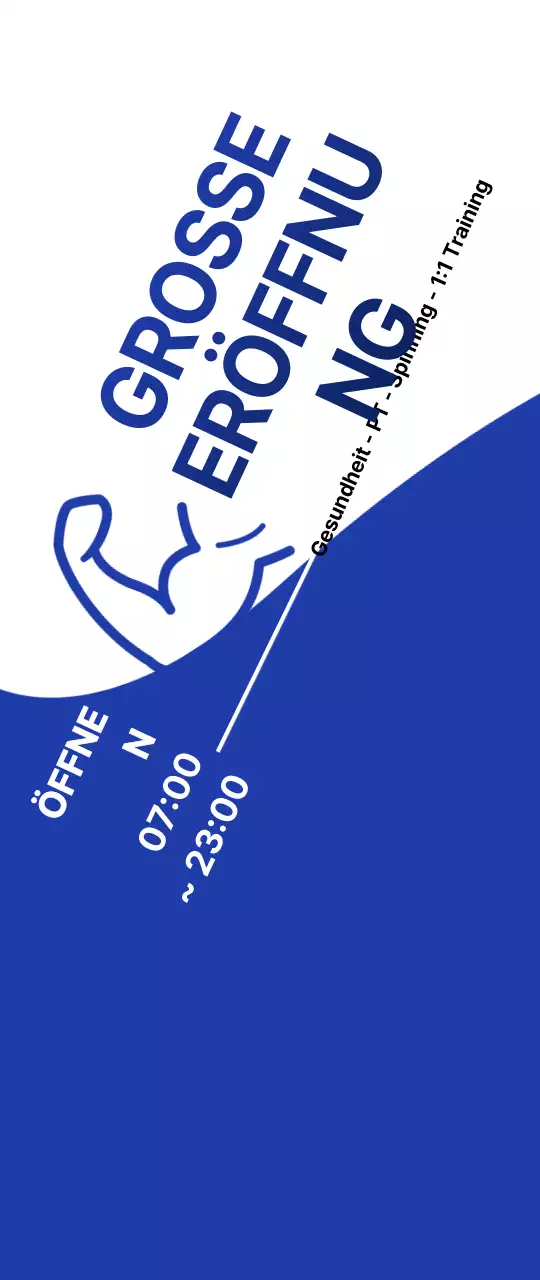 Werbung für die Fitness Open mit einem coolen blau-weißen Look