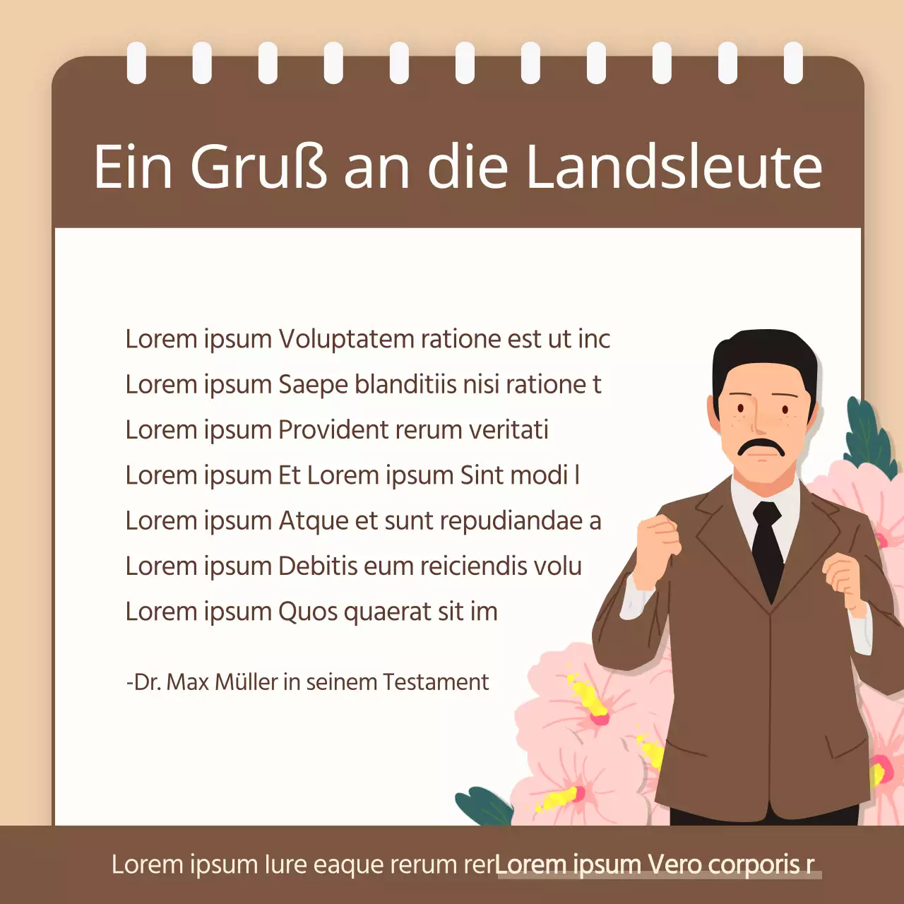 Kartennachrichten zur Erinnerung an den Arzt Ahn Jung-geun mit braunem Hintergrund