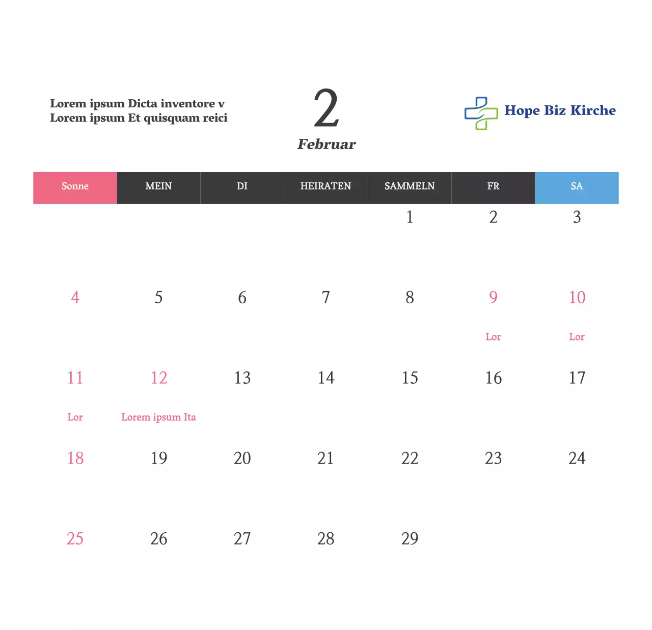 Einfacher Bibelvers-Kirchen-Tischkalender