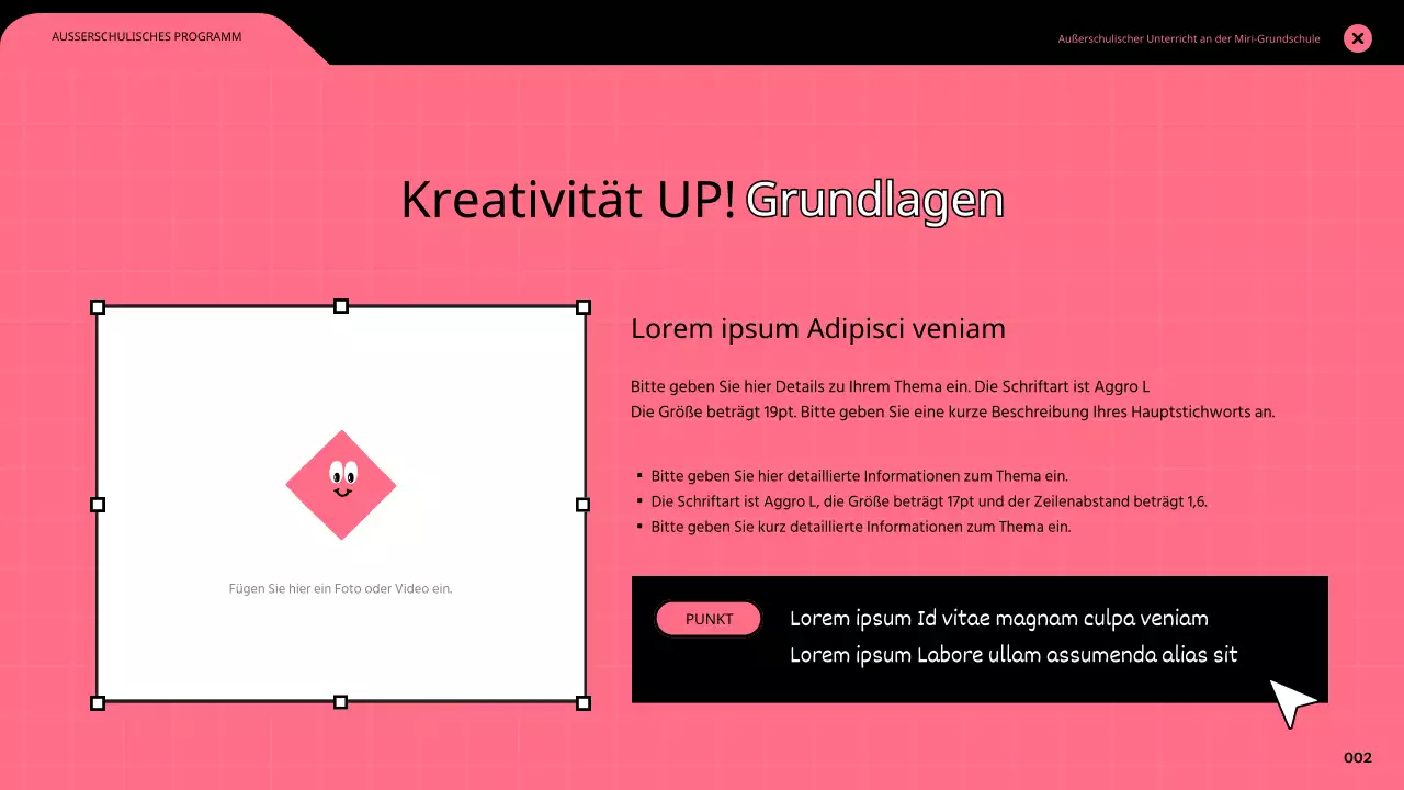 Computergrafik-Unterricht in bunten Browser-Frames