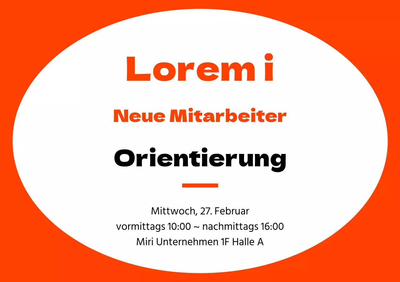 Einfacher Rahmen in Orange und Schwarz für Informationen zur Orientierung neuer Mitarbeiter