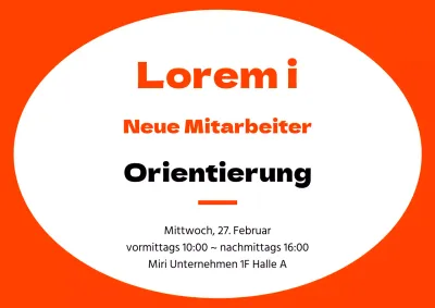 Einfacher Rahmen in Orange und Schwarz für Informationen zur Orientierung neuer Mitarbeiter