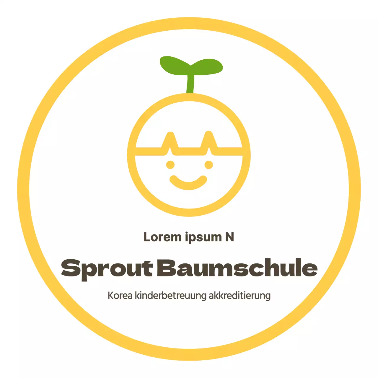 Sauberer Stil Kindergarten Logo Schild in gelb und braun