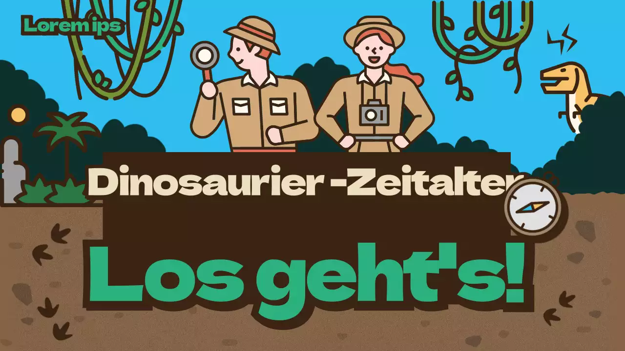 Brown Exploration Team Konzept Cute Dinosaurier Illustration Wissenschaft Zeit