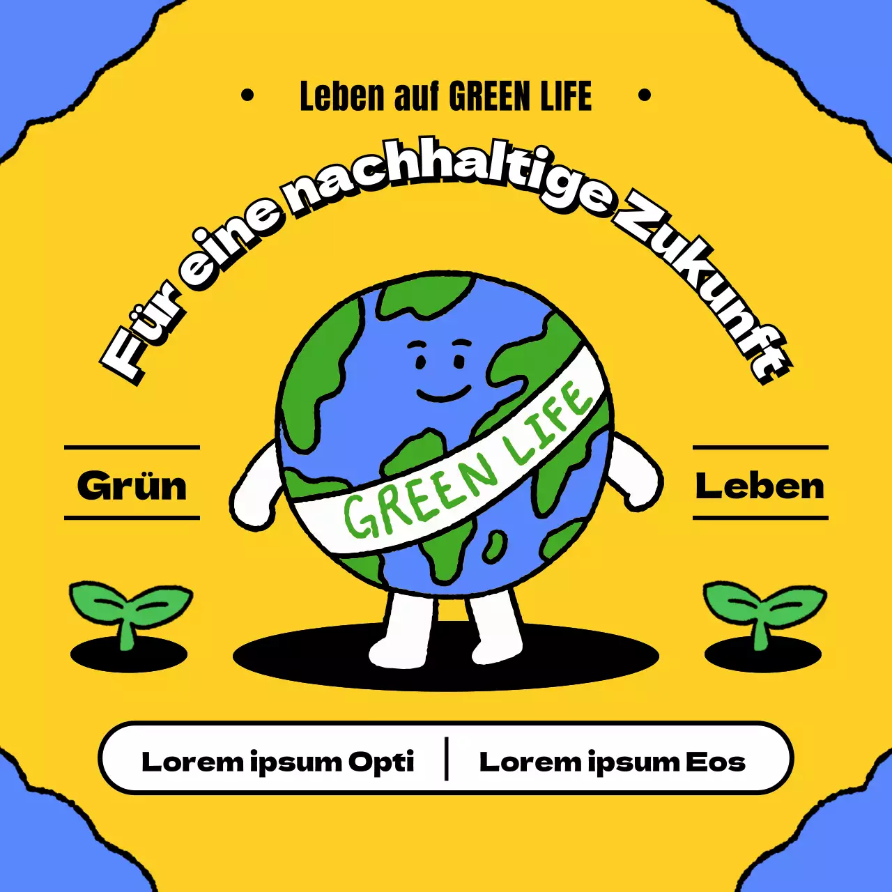 Gelb-Blau Niedlich und umweltfreundlich Werben Sie für die Green Life-Kampagne