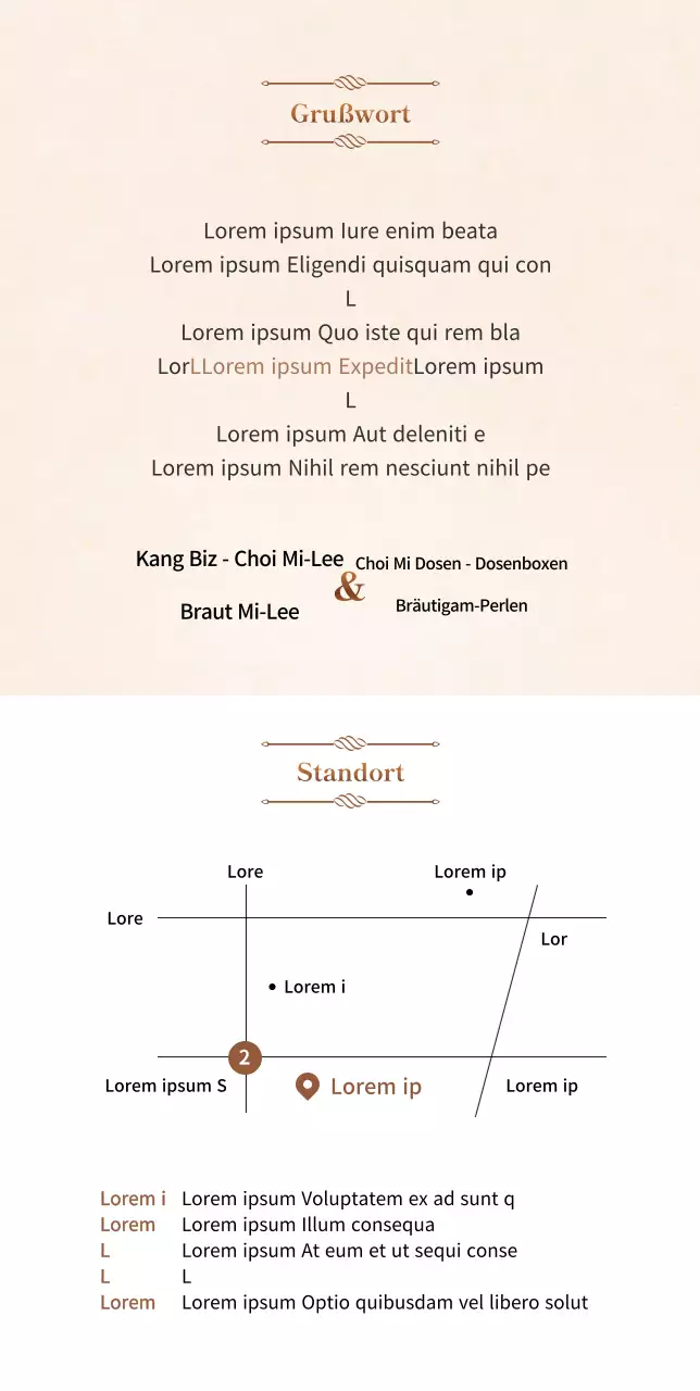 Einfache Hochzeitseinladungen in Weiß und Braun