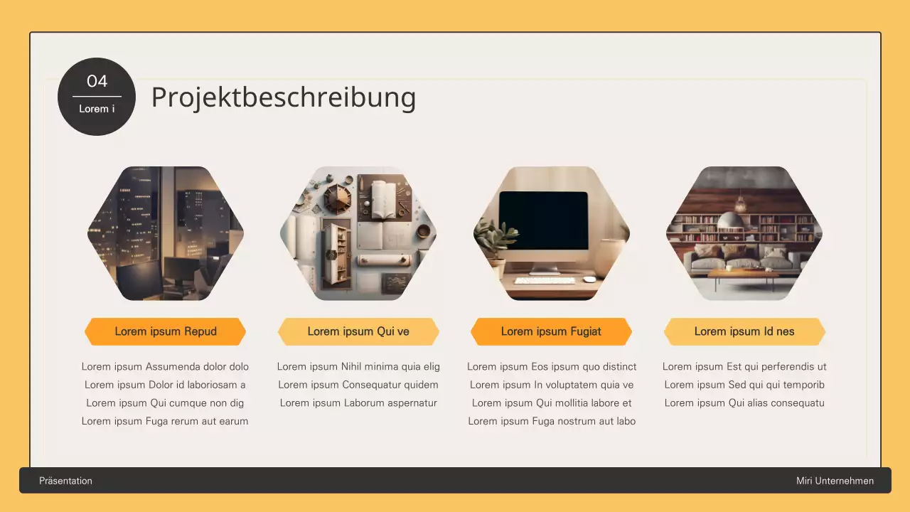 Geschäftsvorschlag mit gelben sechseckigen Elementen