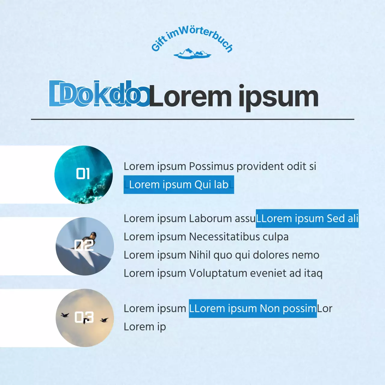 Eine einfache, hellblaue und blaue Informationssäule zum Tag des Lesens