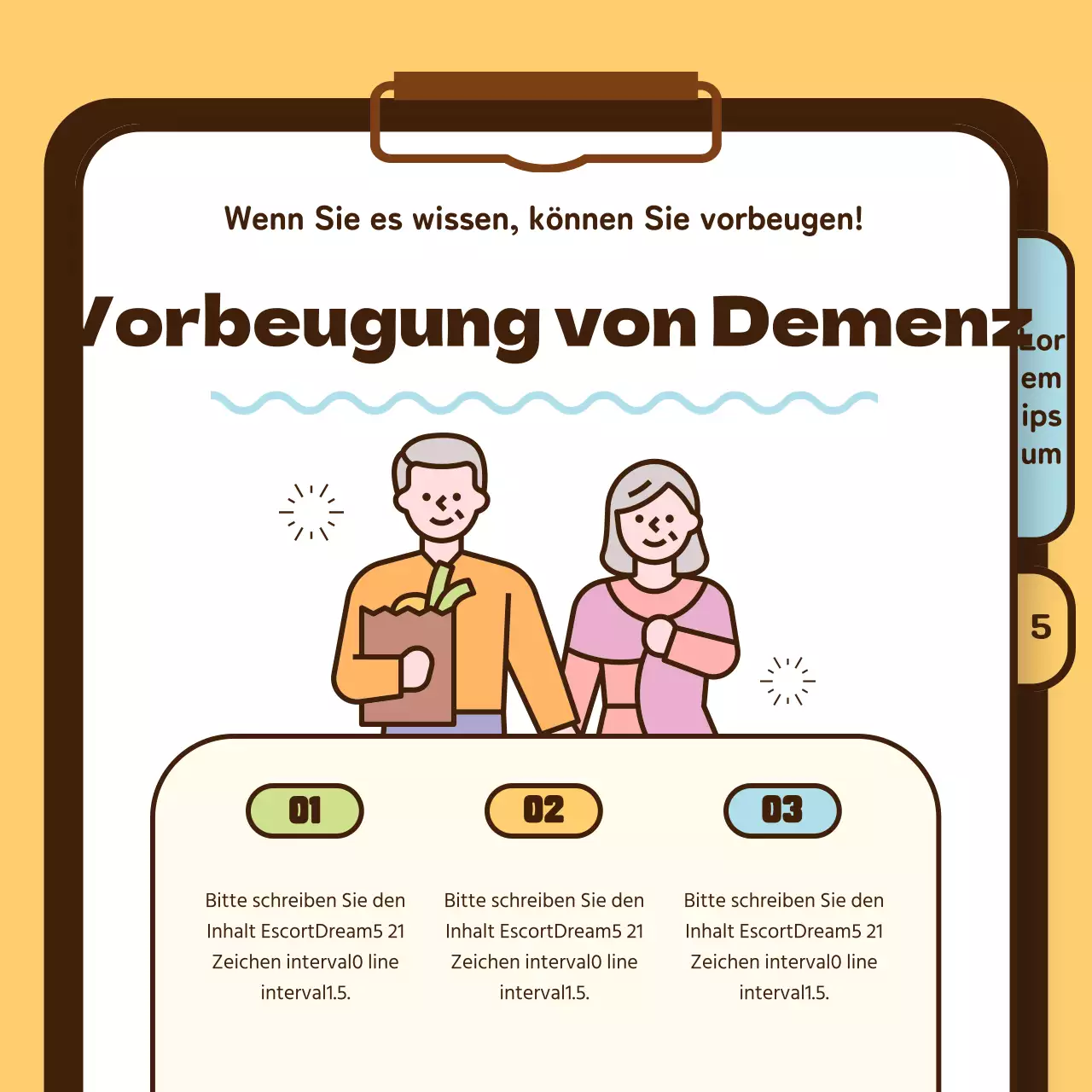 Gesundheitsinformationen für ältere Erwachsene mit Alzheimer-Krankheit in Gelb-Chartreuse-Hellblau