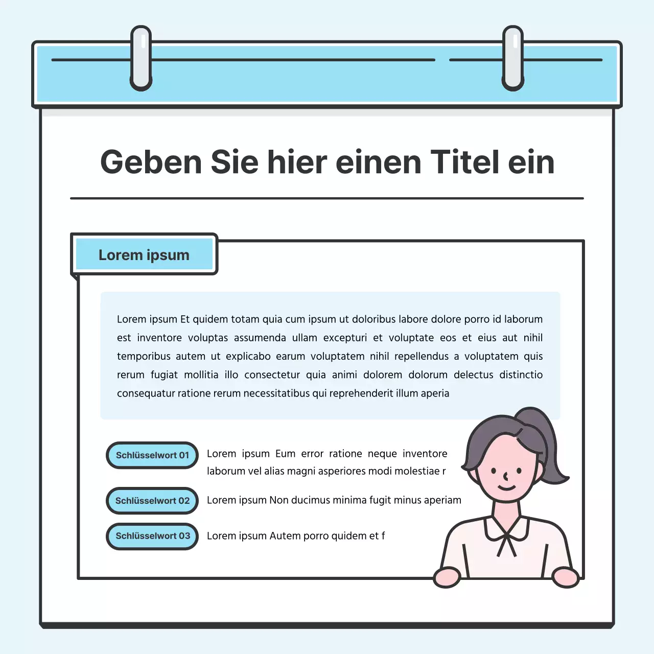Hellblaues Notenkonzept Hübsche Karte mit niedlichen IllustrationenNews