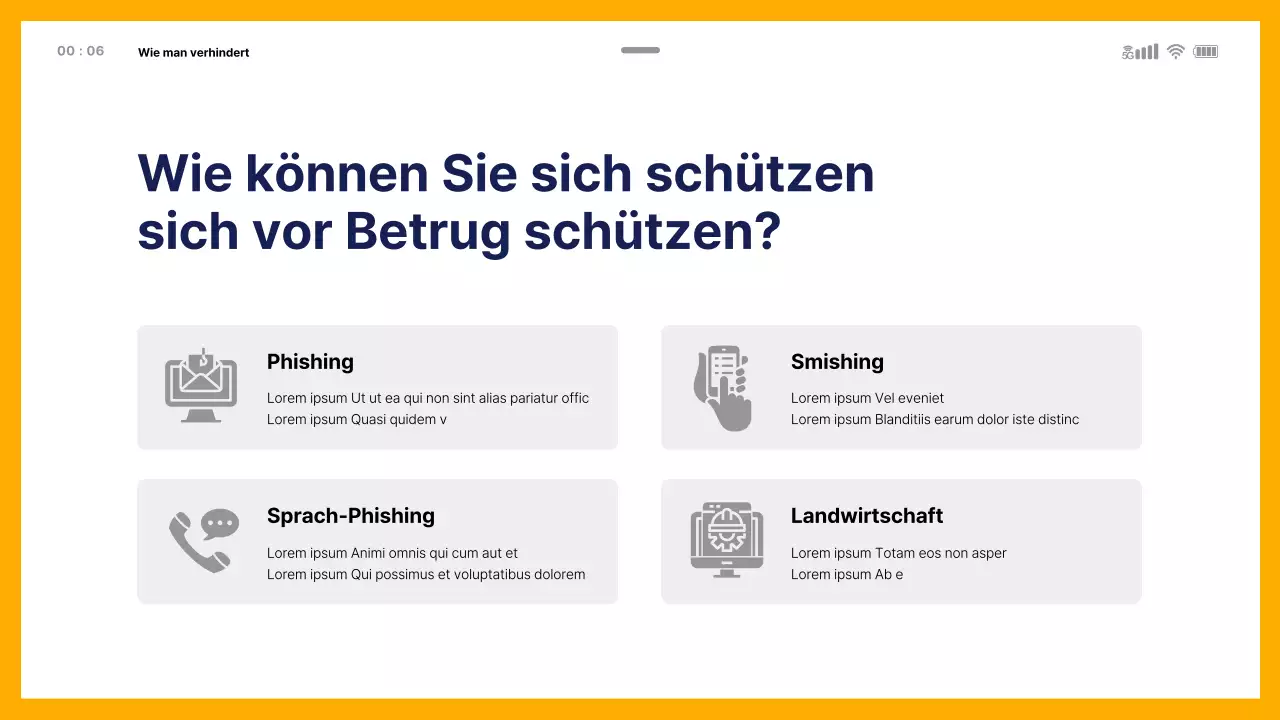 Theme zur Aufklärung über Finanzbetrug mit mobiler Vorlage