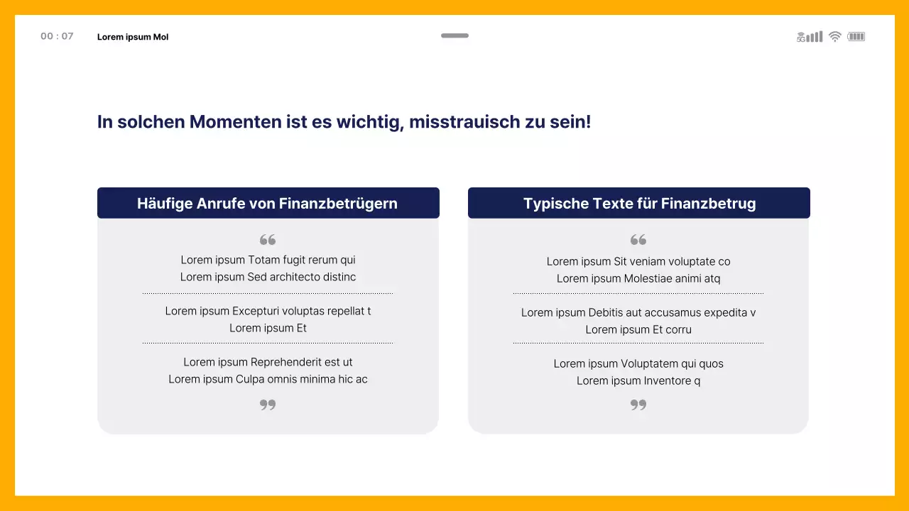 Theme zur Aufklärung über Finanzbetrug mit mobiler Vorlage