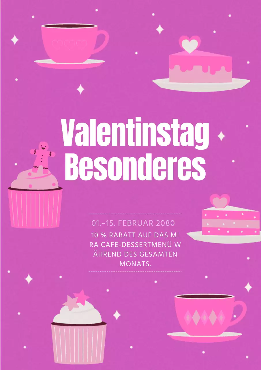 Ein rosafarbenes, illustriertes Cafe-Event zum Weißen Tag