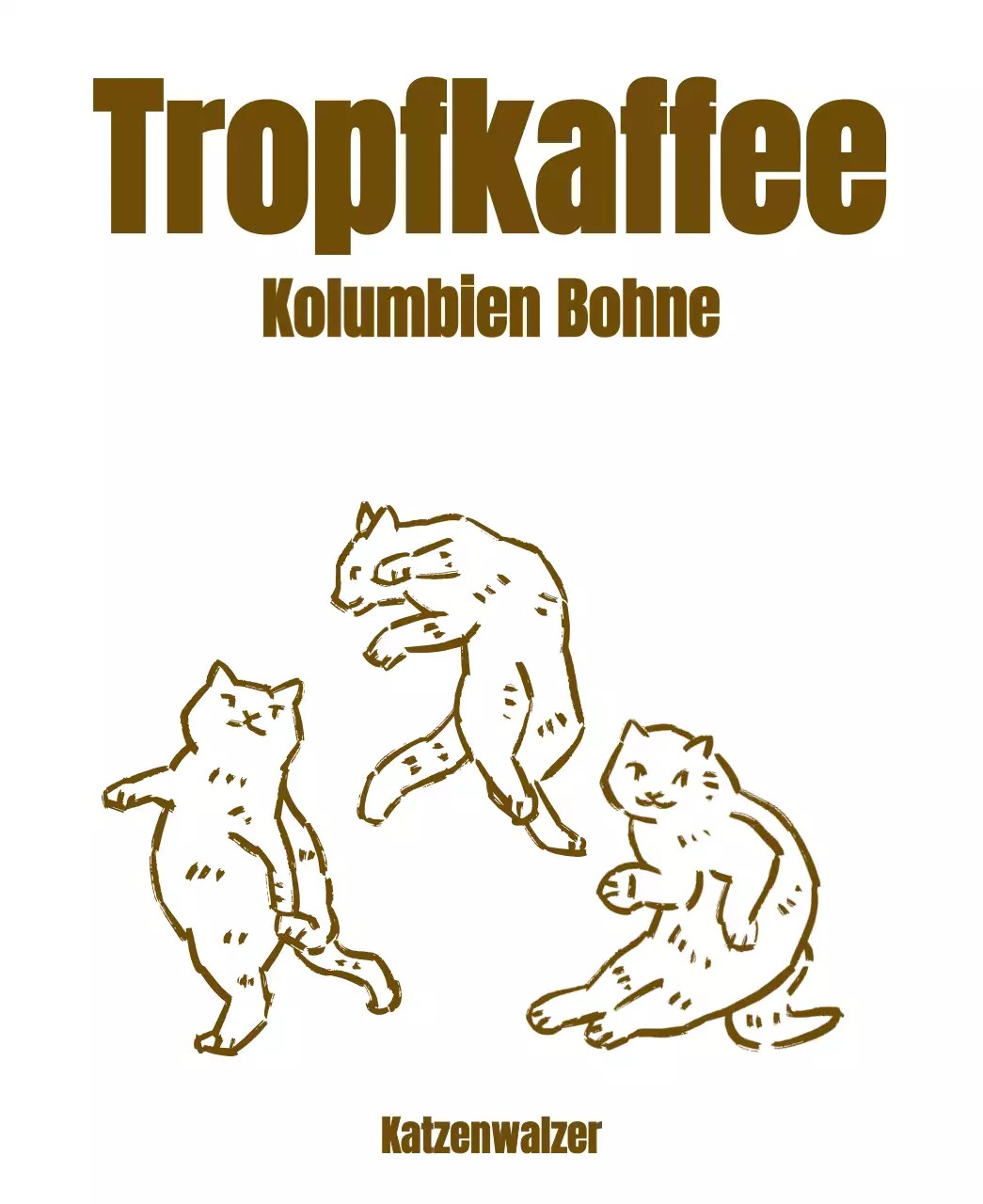 Einfaches Design mit einer braunen, zeichnungsähnlichen Katzenillustration