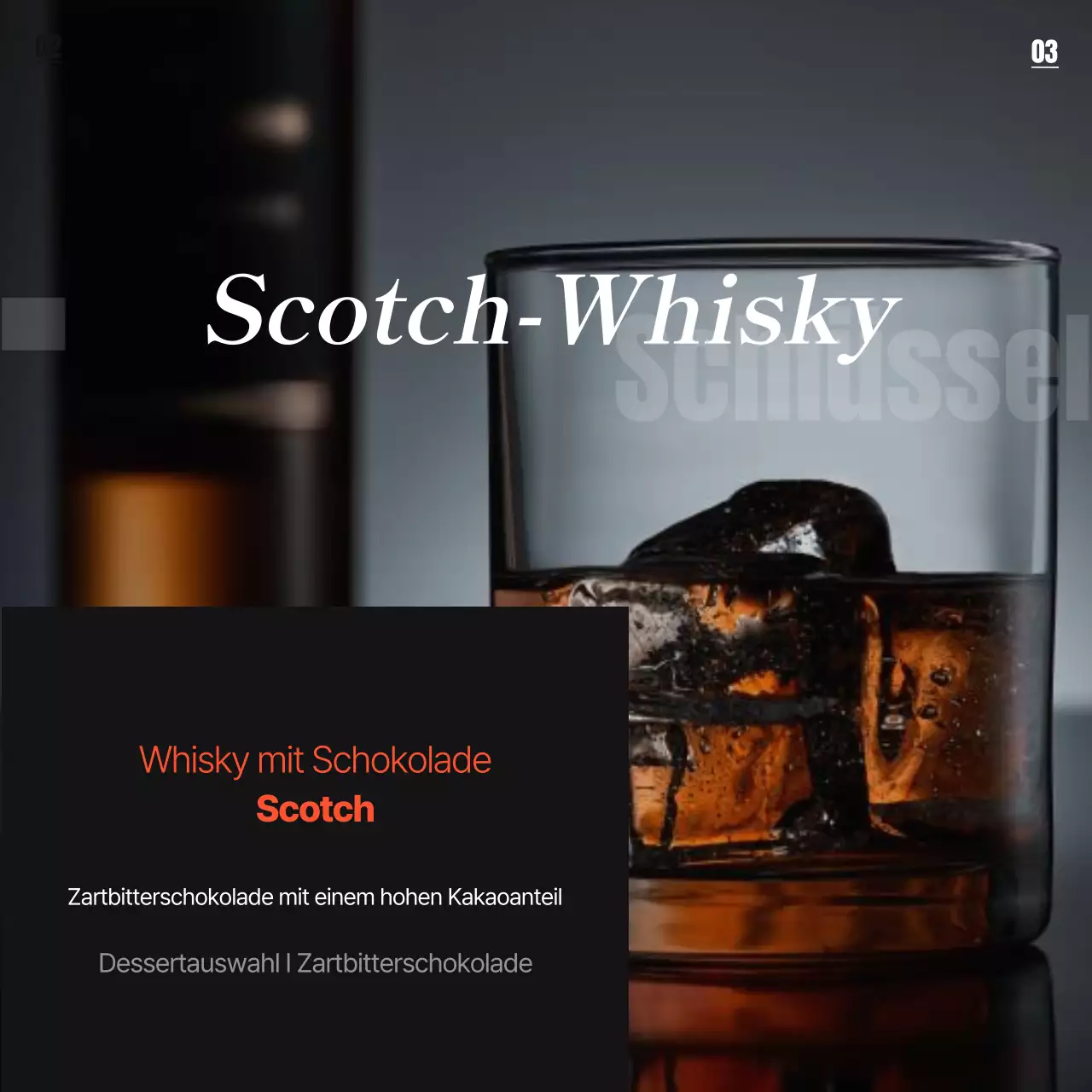 Förderung einfacher Whiskysorten in Orange und Schwarz