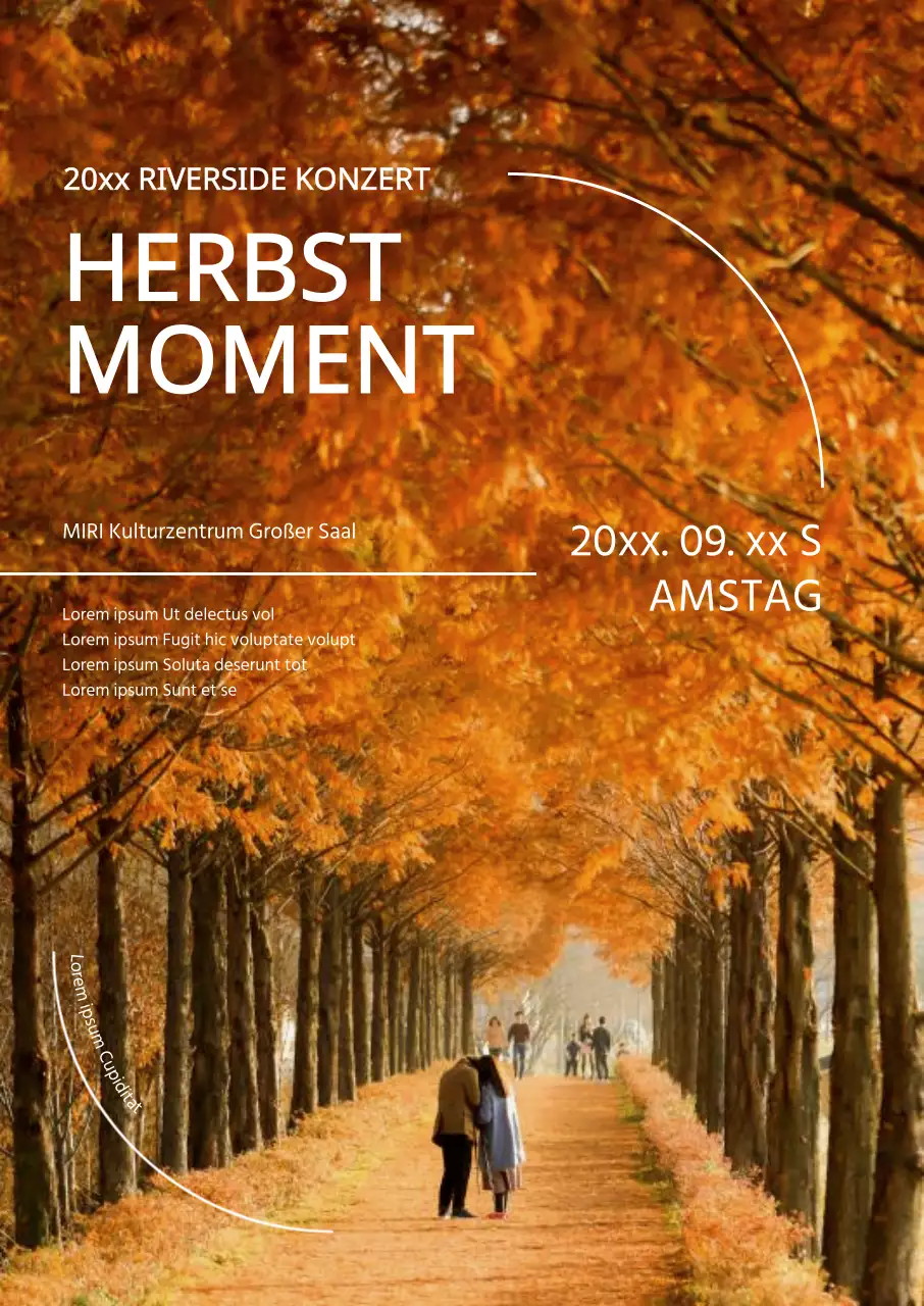 Bewerben Sie eine Konzertveranstaltung mit einem Foto einer Herbstlandschaft