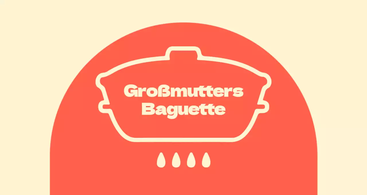 Großmutters Baguetteladen Balsa mit gewölbten roten Formen auf elfenbeinfarbenem Hintergrund