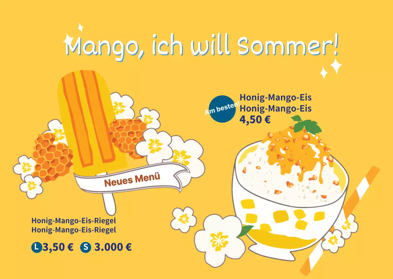 Cute Mango rasiertes Eis Illustration Transparentpapier für Cafés