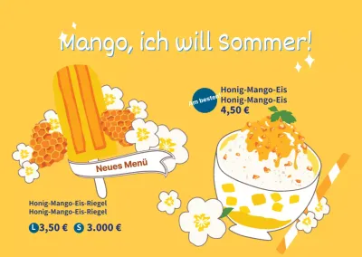 Cute Mango rasiertes Eis Illustration Transparentpapier für Cafés