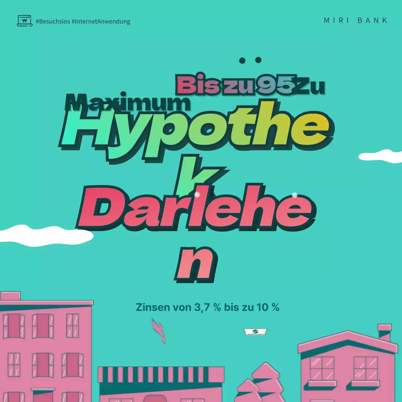 Hellblau und rosa Hypothek gif animiertes Video-Banner