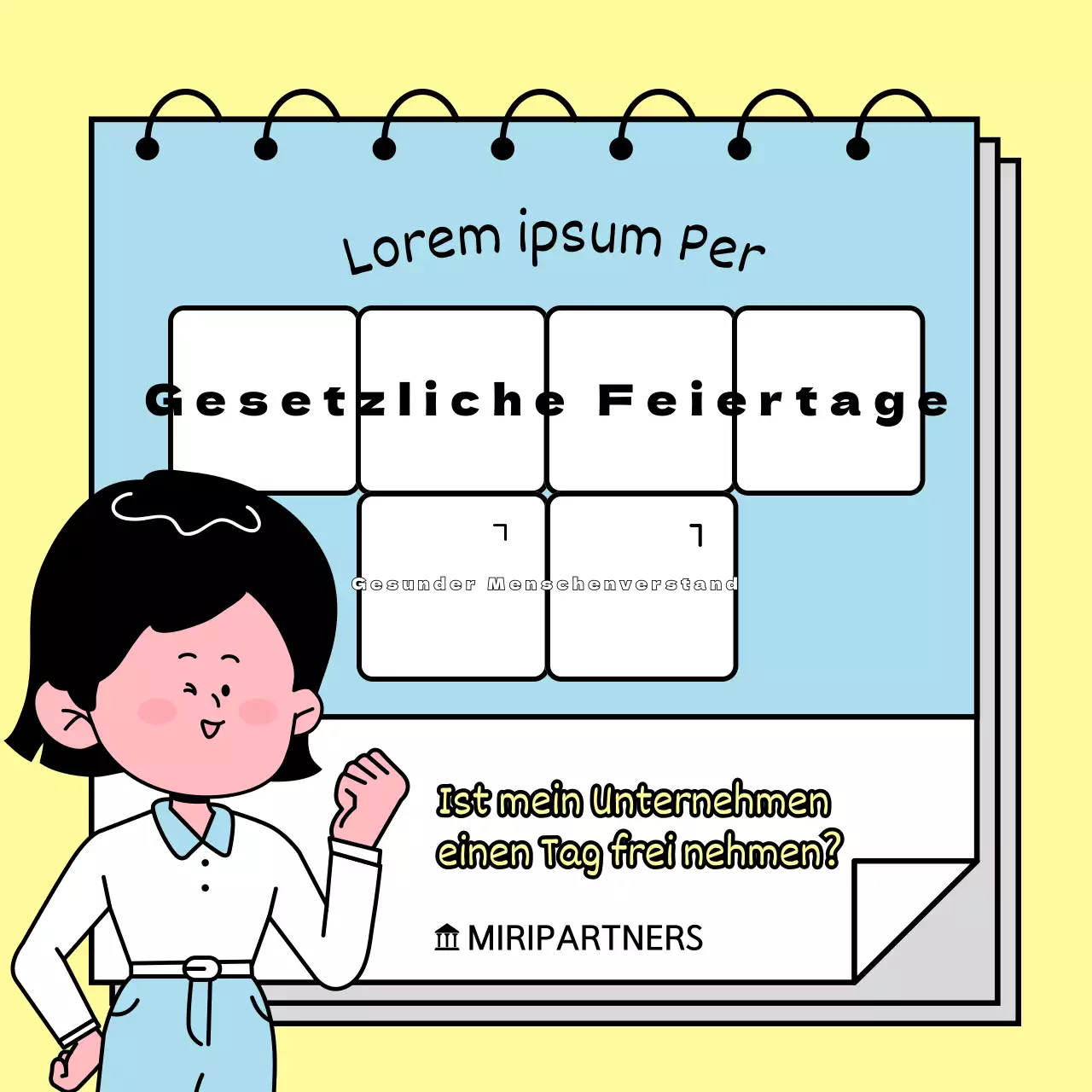 Lernen Sie mit einer pastellfarbenen, quirligen weiblichen Figur Wissenswertes über die Feiertage
