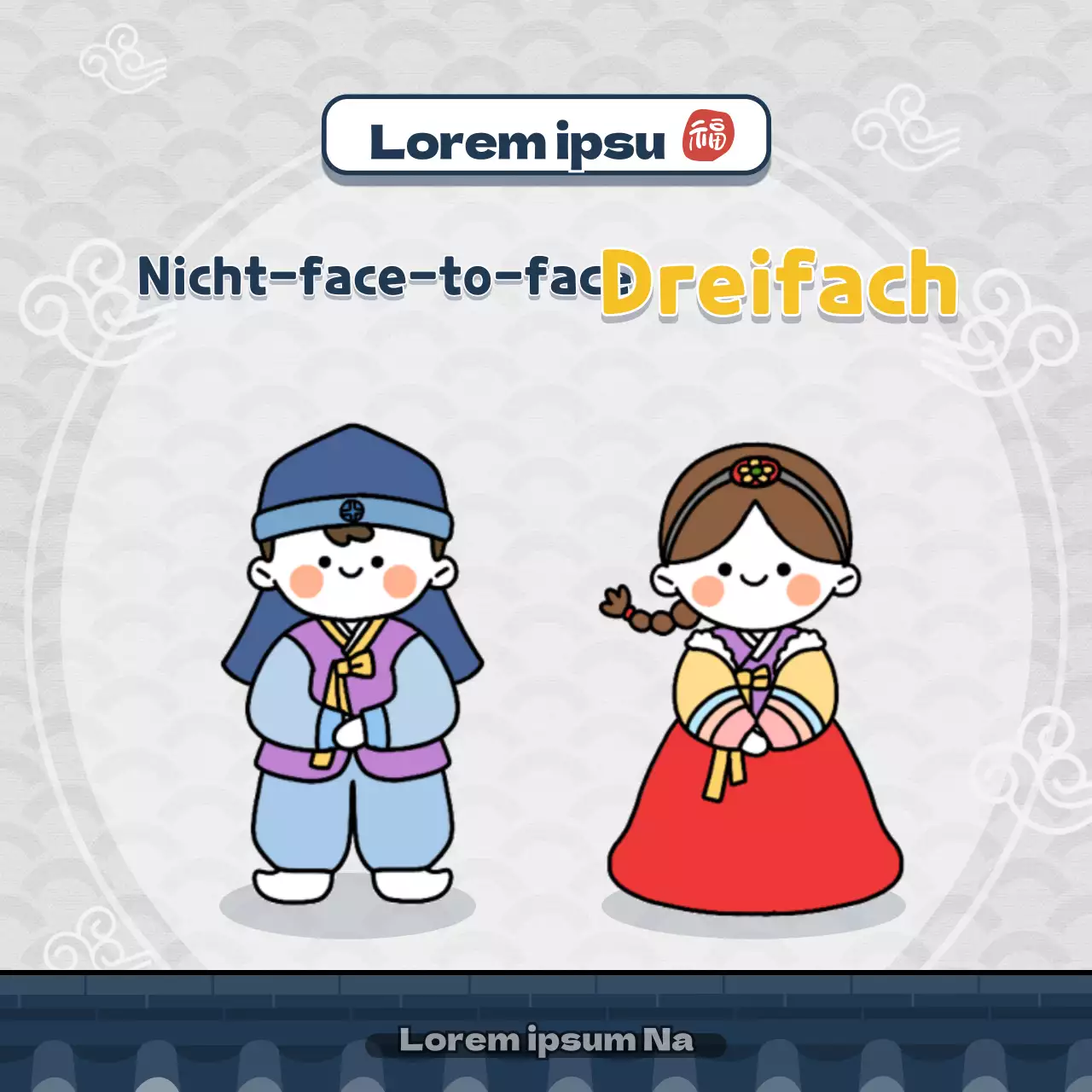 Nettes traditionelles Thema in Marineblau und Gelb