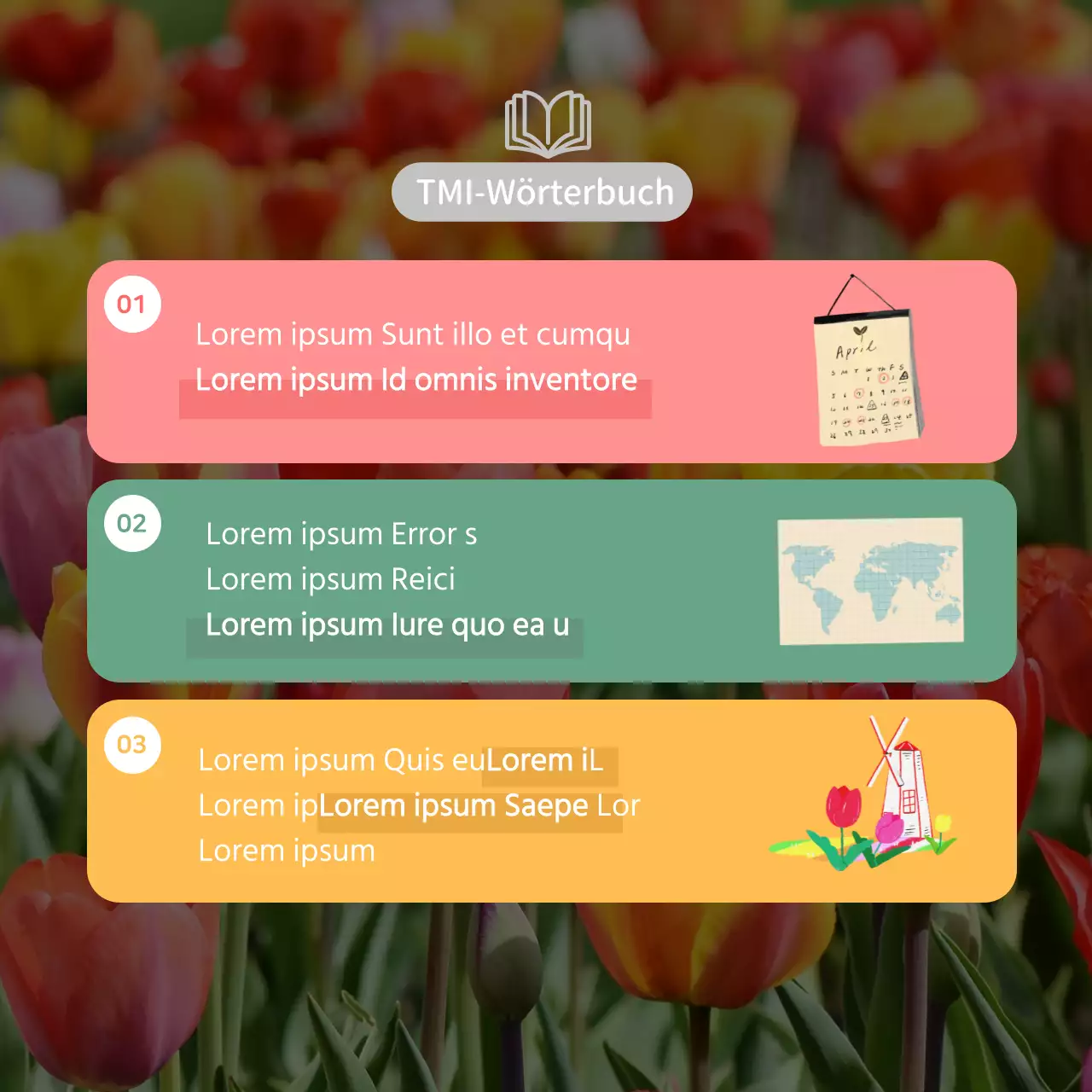 Tulpenblumensprache TMI mit rosa Illustrationen