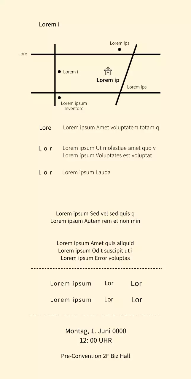 Hochzeitseinladung mit einem grünen Kreis auf gelbem Hintergrund