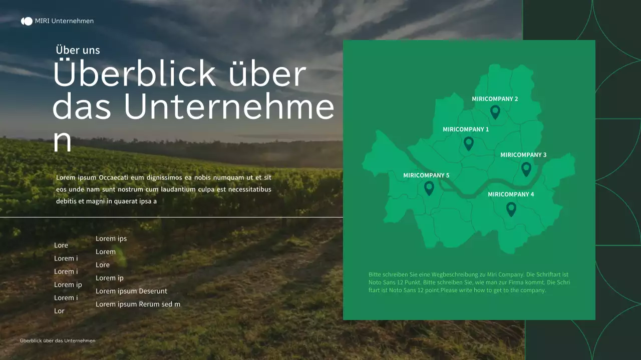 Unternehmensprofil "Grüne, natürliche Landwirtschaft