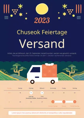 Gelb Blau Neat Graphics Chuseok Feiertag Versandanleitung