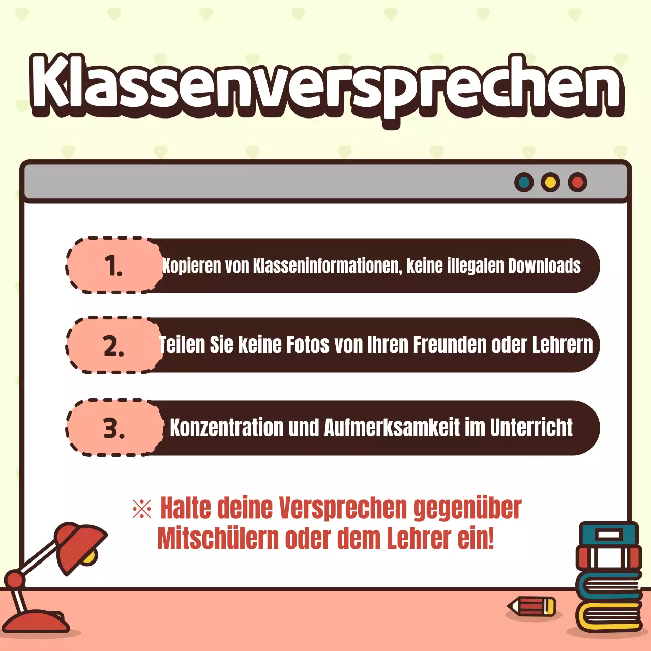 Einführung in die Klasse mit einem niedlichen rosa und gelben Charakterkonzept