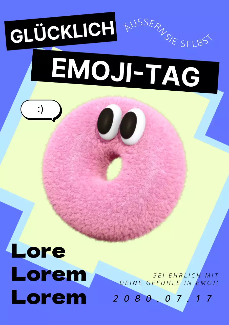 Ankündigung des blauen und rosa 3D-Emoji-Tages