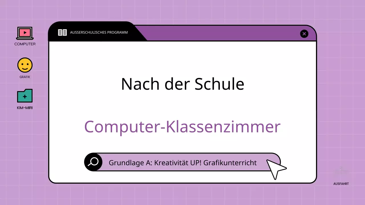 Computergrafik-Unterricht in bunten Browser-Frames