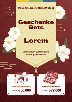 Burgundy Beige Konzeptuelles Feiertagsgeschenk mit orientalischen Kunstillustrationen und traditionellen Mustern