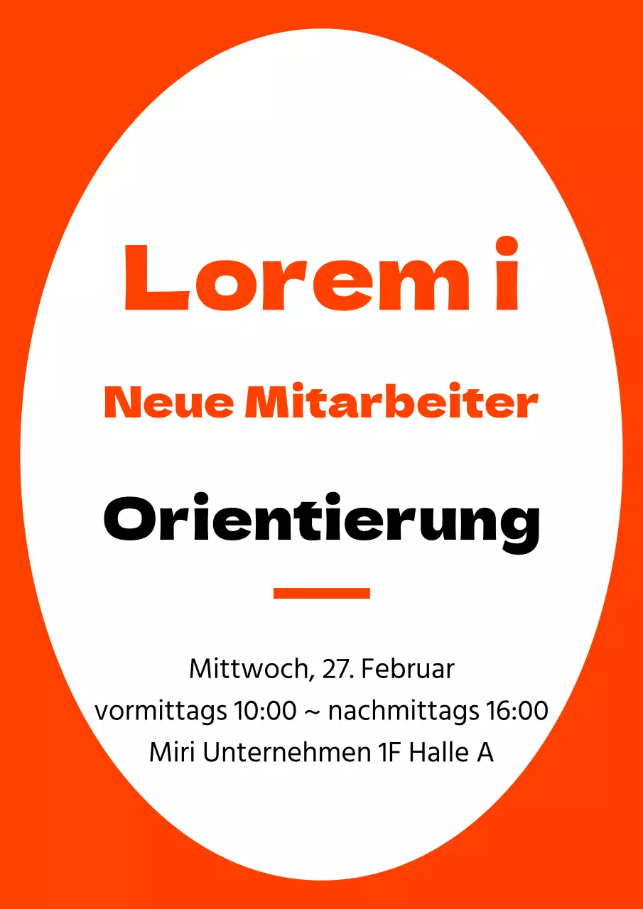 Einfacher Rahmen in Orange und Schwarz für Informationen zur Orientierung neuer Mitarbeiter