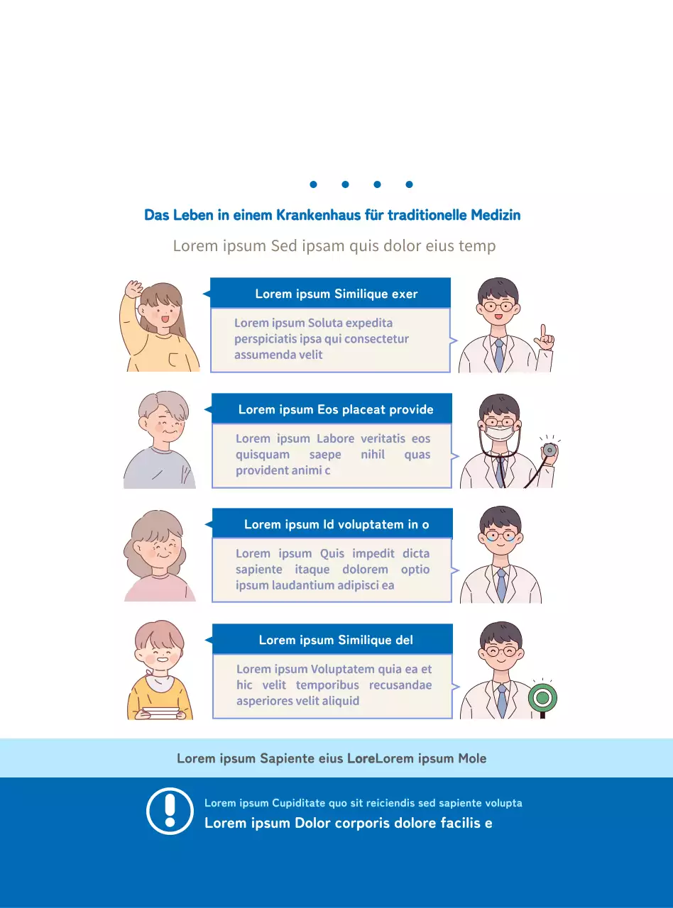 Information und Werbung für Kliniken für orientalische Medizin mit einem klaren blau-weißen Konzept