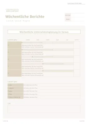 Einfaches Formular für Unternehmensdokumente in Beigetönen Wöchentlicher Arbeitsbericht