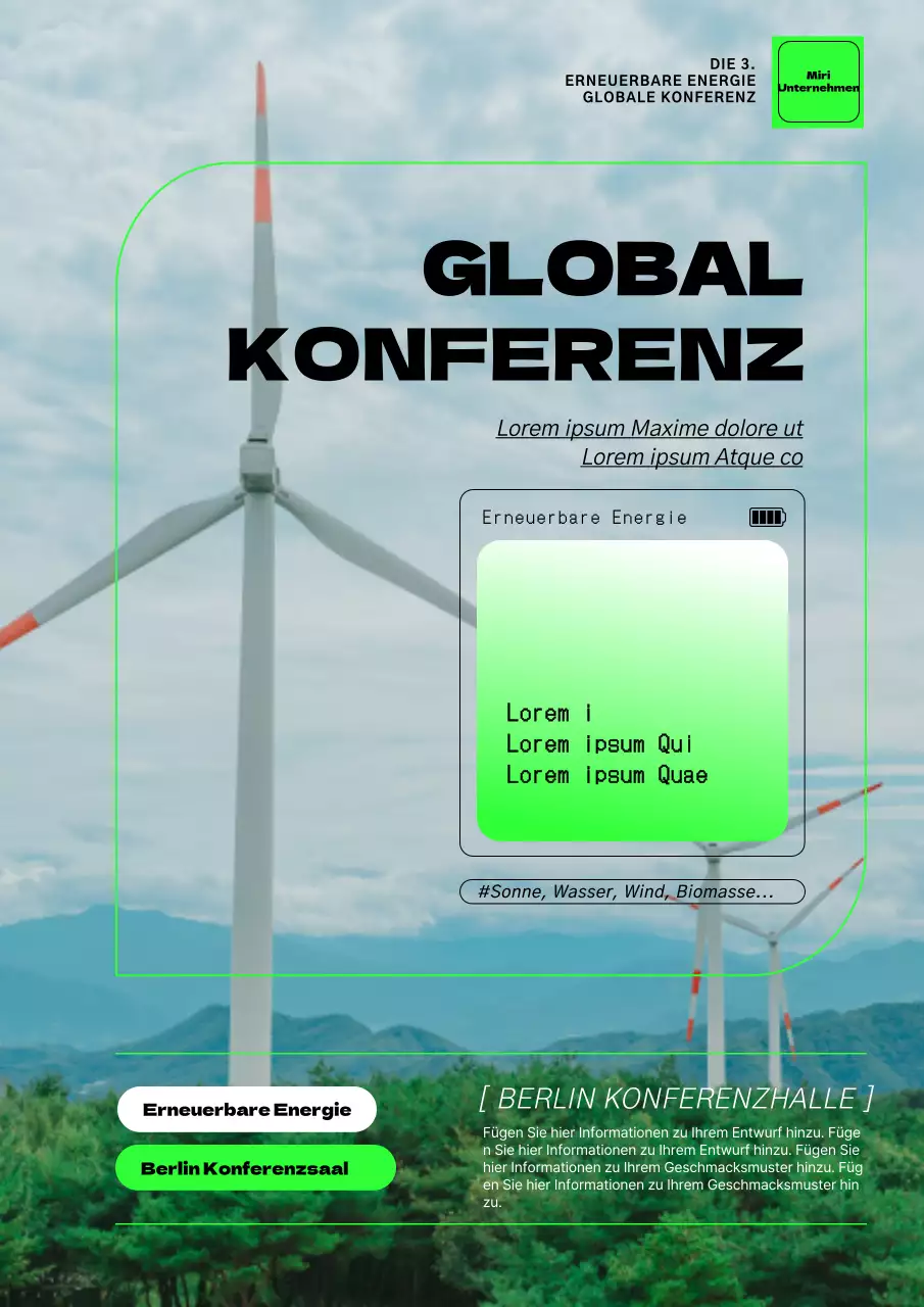 Unternehmens-PR-Konferenz mit grünem, modernem Konzept